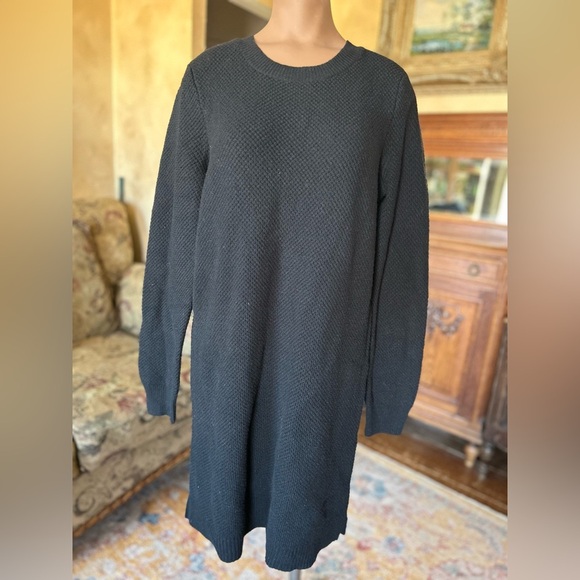 Madewell Button Back Cozy Sweater Knit Dress Black Size Medium NWT - Picture 4 of 9